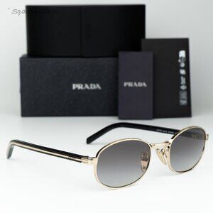 Prada Women Sunglasses Gold Grey Gradient Oval PRB53S ZVN02C NEW AUTHENTIC